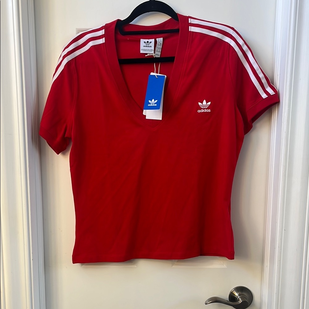 Adidas Women's Red V-Neck Top